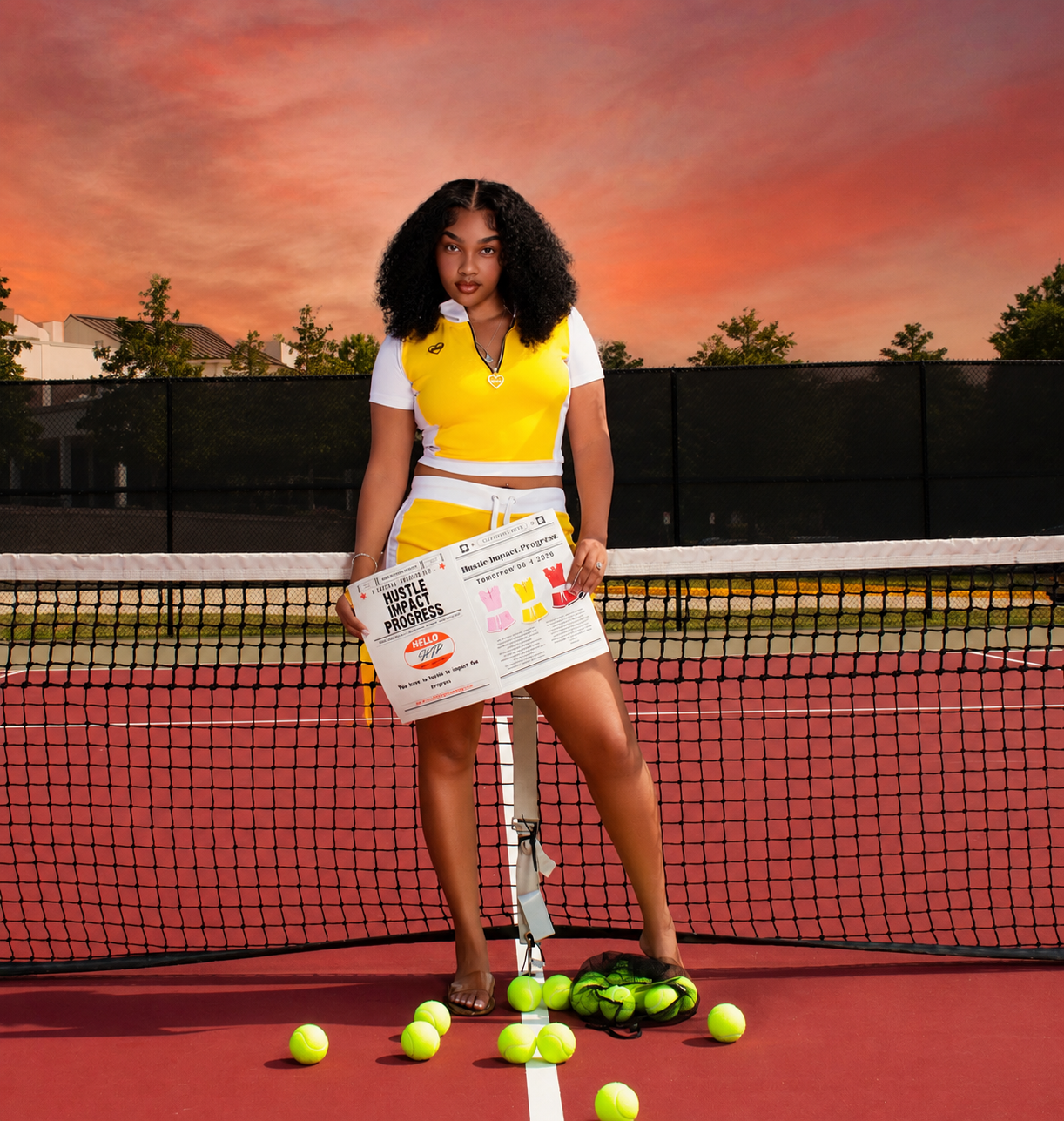 Yellow cropped two piece set